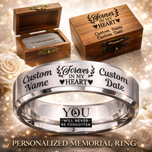 Load image into Gallery viewer, Personalized Memorial Ring Keepsake + Engraved Wood Box + Free Bracelet 🎁