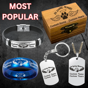In Loving Memory Pet Memorial Ring 🐕 Personalized Tribute + FREE Bracelet 🐾 w/Purchase! 🐈