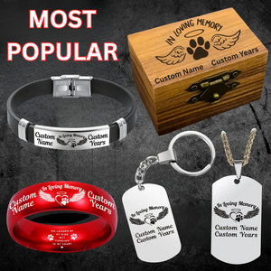 In Loving Memory Pet Memorial Ring 🐕 Personalized Tribute + FREE Bracelet 🐾 w/Purchase! 🐈