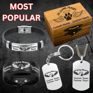 In Loving Memory Pet Memorial Ring 🐕 Personalized Tribute + FREE Bracelet 🐾 w/Purchase! 🐈