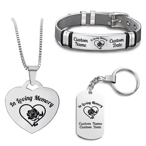 In Loving Memory Heart Rose Bundle (Bracelet+Necklace+Keychain)